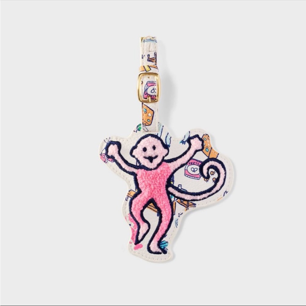 Roller Rabbit Pink Monkey Luggage Tag
